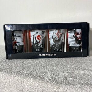 Suicide Squad DC Comics 16oz Glasses Set Of 4 Joker Harley Quinn Diablo Deadshot